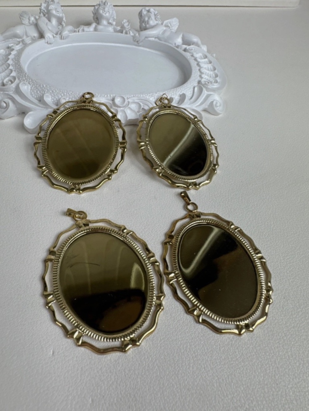 4 Pcs Gold Tone Oval Pendant Blank For 30x40mm Cabochon Jewelry Making